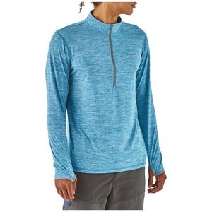 Patagonia Men's Tropic Comfort 1/4 Zip Blue Heathered Long Sleeve Lightweight  L